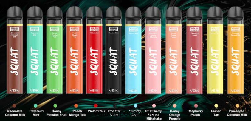 VEIIK Squat Mesh 1800 Puffs Disposable Vape Pen 10pcs P448PN54 Multiple Flavors - VEIIK E Liquid Canada